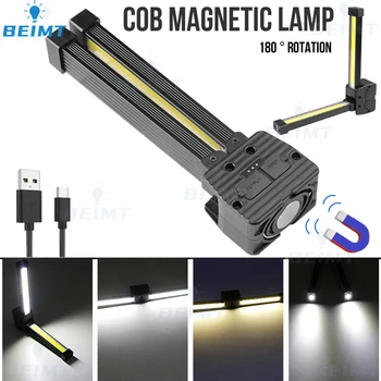 Nešiojamų XPE COB LED Darbo Light Žibintuvėlis USB Įkrovimo Magnetinio Lanterna Kabo Lempa su įmontuota Baterija Kempingas Fakelas - Nuotrauka 1  