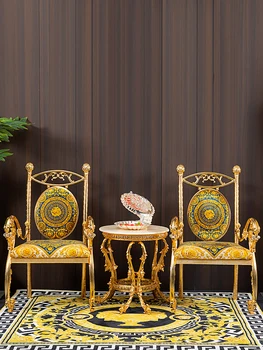 Europos klasikinės laisvalaikio vario stalas ir kėdė prabanga flannelette specialios laisvalaikio kėdė marmuro užbaigti sėdi patogiai f - Nuotrauka 2  