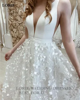 LORIE 3D Nėrinių Vestuvių Suknelės Linijos, V Kaklo Boho Nuotakos suknelės Backless Elegantiškas Vestuvių Suknelės 2022 Užsakymą - Nuotrauka 2  