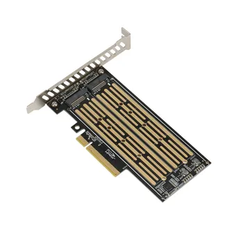 M. 2 Riser Card M. 2 NVME į PCIE X8 Dual Diskas Kietasis Diskas SSD Adapteris Plėtros Kortelę už PCIE X8 X16K Lizdą pagrindinėje Plokštėje - Nuotrauka 2  