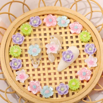 50pcs/pak Japonų stiliaus žiedlapiai, camellia, rožės, žalioji ananasų, perlų, 3D spalvų Nagų Dailės Apdailos Manikiūro PASIDARYK pats Priedai - Nuotrauka 1  
