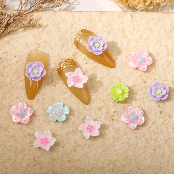 50pcs/pak Japonų stiliaus žiedlapiai, camellia, rožės, žalioji ananasų, perlų, 3D spalvų Nagų Dailės Apdailos Manikiūro PASIDARYK pats Priedai - Nuotrauka 2  