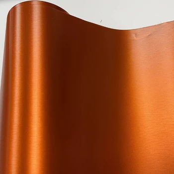 50cmx300cm Matinė Oranžinė Šlifuoto Metalo Vinilo Įvyniojimas Vyniotinis su Oro Išleidimo Burbuliukai Nemokama Automobilių Vyniojimas Folija Lipdukas - Nuotrauka 2  