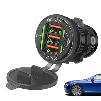 Automobilinis Telefono Kroviklis Nešiojamų 3-Uostai QC3.0 USB Adapteris Kištukas Su Jungikliu Greita Įkrovimo Kištuką Tablet GPS, mobiliojo Telefono Ir Kitų - Nuotrauka 1  