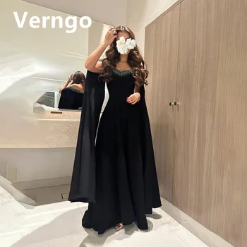 Verngo Juoda Linija, Vakare Suknelė Moterims Saudo Arabų Blizgučiais Šalies Chalatai Su Crape Dubajus Paprasta Oficialų Suknelė 2024 - Nuotrauka 1  