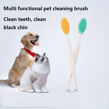 Pet multi-funkcija, silikoninis šepetėlis šunų kačių šepetėliu dantų juoda smakro ašara valymo artefaktas vonia, masažas šepečiu - Nuotrauka 1  