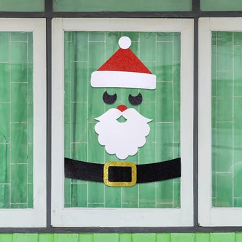 Kalėdų Durų, Langų Lipdukai Veltinio Audinio Sniego Santa Modelis Dekoratyviniai Lipdukai Kalėdų Dekoracijos - Nuotrauka 1  