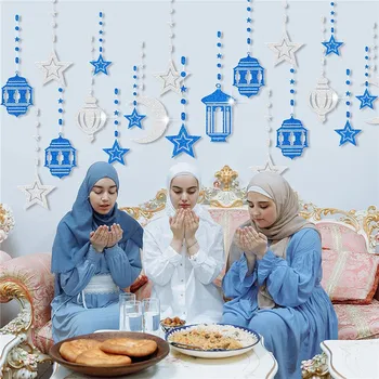 6 Vnt Ramadanas Girliandą Eid Papuošalai Ramadanas Mubarakas Šalies Reklama Star Mėnulis Žibintų Streamer Kabo Dekoro Namų Vestuves - Nuotrauka 1  
