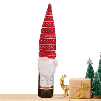 Linksmų Kalėdų Gnome Vyno Butelio Dangtelį Kalėdinė Dekoracija Namų Valgomojo Stalas, Kalėdų Papuošalai Naujųjų Metų - Nuotrauka 1  
