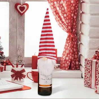 Linksmų Kalėdų Gnome Vyno Butelio Dangtelį Kalėdinė Dekoracija Namų Valgomojo Stalas, Kalėdų Papuošalai Naujųjų Metų - Nuotrauka 2  