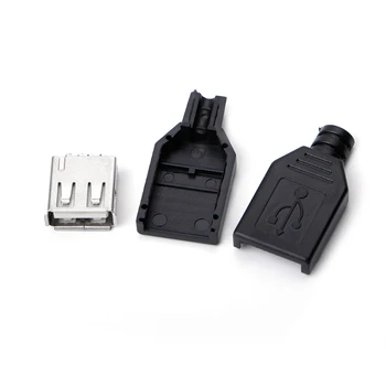 10 Rinkiniai Tipo Moterų USB 4 Polių Kištukinis Lizdas lizdas w/Juoda Plastikiniai C - Nuotrauka 2  