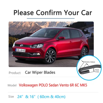 Volkswagen VW POLO Sedanas Vento 6R 6C 2009 M.~2017 MK5 priekinio Stiklo, Priekinio stiklo Šepečiai Automobilių Reikmenys 2016 Automobilių Priekiniai Valytuvai - Nuotrauka 2  
