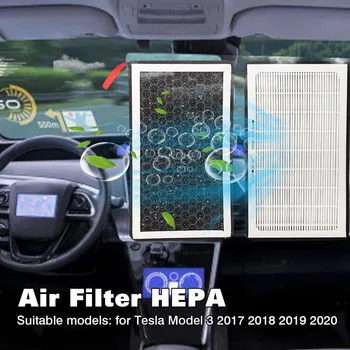 2vnt Automobilio Oro Filtro ir HEPA Oro Įsiurbimo Filtro keitimas Su Aktyvinta anglimi tam, Tesla Model 3 2017 2018 2019 2020 Priedai - Nuotrauka 2  