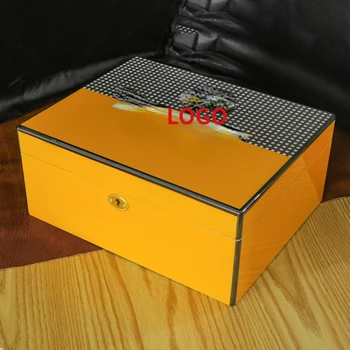 Kūrybos kedro humidoras Didelės talpos saugojimo dėžutė Fortepijono dažų cigarų spintelė - Nuotrauka 1  