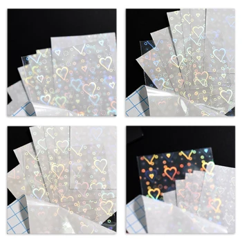 1Pcs Širdis Plaka, Nagai, Meno, Lipdukas-Ultra Plonas Holografinis Lipnios Slankmačiai Gradientas 3D Meilės Manikiūro Lazerio Lipdukai#8*10 cm - Nuotrauka 2  