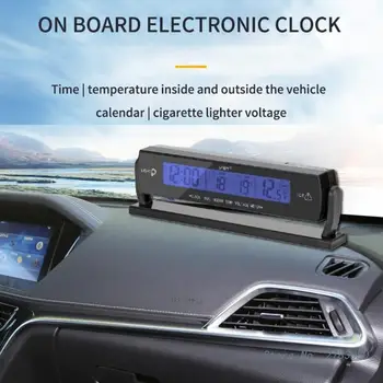 Saulės Automobilių Laikrodis, Išorės Termometras Vairavimo Priminimas Automatinis Jungiklis Jokių Laidų Didelio Tikslumo LCD Skaitmeninis Laikrodis - Nuotrauka 2  