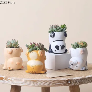 Mielas Animacinių Filmų Gyvūnų Kūrybos Gėlių Vazonus Panda Katė Vazos, Dekoratyvinės Gėlių Kompozicijų Stalo Apdailos Gėlių Vazos Modernus Dekoro - Nuotrauka 1  
