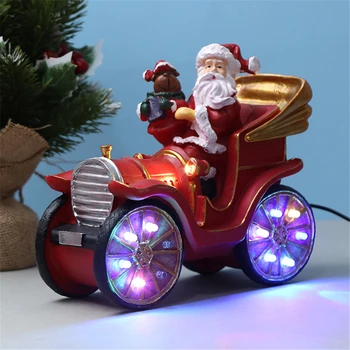 Kalėdų Dekoro Santa Claus Vairuoja Traukinį LED Žibintai, Žėrintis Muzikos Šventė Papuošalai Kalėdų Kaime Naujųjų Metų Dovana - Nuotrauka 1  