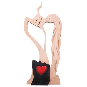 Meilė Amžina Medžio Puošyba Medinis-Širdies Darbalaukio Skulptūra Pora Bučiavosi Statula Meilės Menas Papuošalai, Namų Dekoracijas, Mažmeninės Prekybos - Nuotrauka 1  