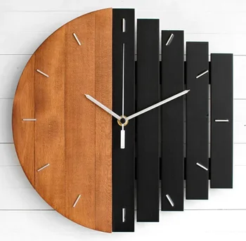 Medinės Sienos Laikrodį, Modernus Dizainas, Vintage Kaimiškas Skurdus Laikrodis Ramioje Meno Žiūrėti Namų Puošybai - Nuotrauka 1  