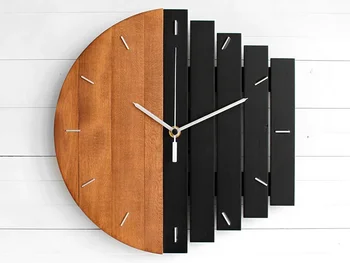 Medinės Sienos Laikrodį, Modernus Dizainas, Vintage Kaimiškas Skurdus Laikrodis Ramioje Meno Žiūrėti Namų Puošybai - Nuotrauka 2  