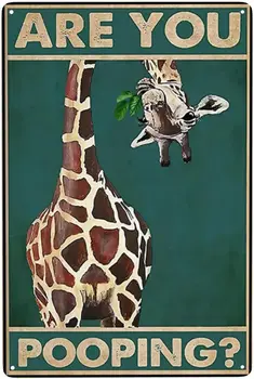 Juokinga Žirafa Jūs Pooping Alavo Ženklas, Vonios Sienelės, Tualetas Dekoro Žirafa Sienos Meno Žirafa Meilužio Dovana Gyvūnų Tapyba - Nuotrauka 1  