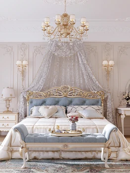 Prancūzijos medžio masyvo lova Prabanga Princesė lova Europos medžio masyvo išdrožtos lova, miegamojo, vestuvės, nakvynė Dvigubai 1.8 m, vestuvės, nakvynė - Nuotrauka 1  