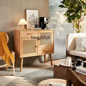 Gyvenamasis Kambarys Mažas švediškas stalas Kabineto Sienos Kūrybos Medžio Rotango staliukas Namuose su Stalčiumi - Nuotrauka 2  