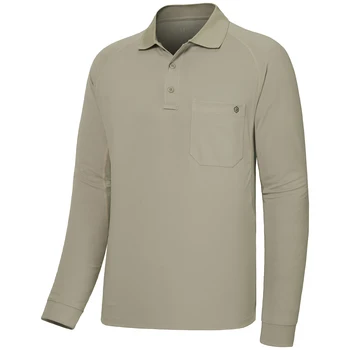 2vnt Vyrų UPF 50 Naudingumo Polo Shirt Drėgmės Wicking Quick Dry ilgomis Rankovėmis Taktinis Nuoskauda Marškinėliai - Nuotrauka 1  