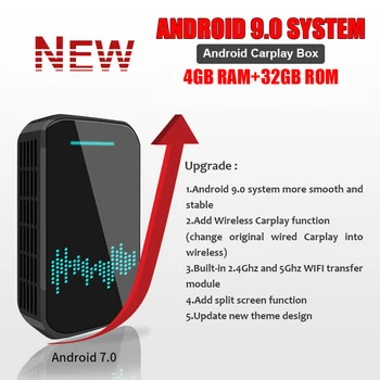 Android 9.0 Belaidžio 4GB+32GB Carplay AI langelį Veidrodis Nuorodą Padalinti ekraną, 