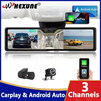3 Fotoaparatų WIFI Brūkšnys Cam Wireless Carplay ir 