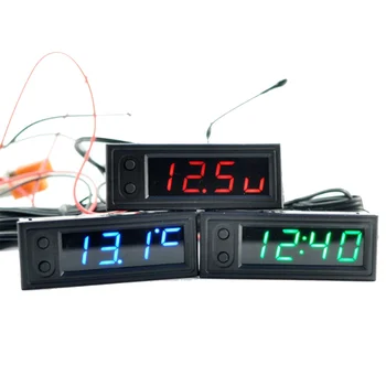 Automobilių Laikrodis Universalus Automobilių Skaitmeninis Laikrodis, Data 3 1 LCD Ekranas, Elektroninis Temperatūros Noctilucent Apdaila Raudona - Nuotrauka 2  