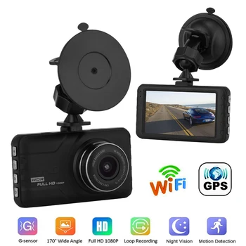 Automobilių DVR WiFi Full HD 1080P Brūkšnys Cam Transporto priemonės vaizdo Kamera Naktinio Matymo Diskas, Vaizdo įrašymas Black Box Auto Dashcam GPS Stovėjimo Stebėti - Nuotrauka 1  