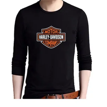 Iki 2023 m. Rudenį nauji vyriški ilgomis rankovėmis marškinėliai Harleys motociklo dugno marškinėliai grynos medvilnės apvalios kaklo sporto atsitiktinis viršų - Nuotrauka 2  