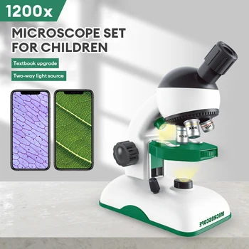 200X/600X/1200X Vaikas Mikroskopo Rinkinys Nešiojamų Lab Mikroskopai biologijos Mokslo Švietimo Žaislas Vaikams Mokytis KAMIENINIŲ Dovanos - Nuotrauka 1  