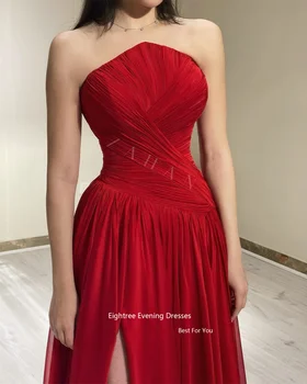 Eightree Raudoną Vakarinių Suknelių Elegantiškas Šifono Ilgai Linija, Aukštos Ritininės Stebėjimo Klostyti Oficialus Suknelės Vestidos Prom 2023 - Nuotrauka 2  