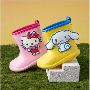 Kawaii Mielas Sanrio Hellokitty Cinnamoroll Rain Boot Vaikams, Cartoon Anti-Slydimui ir atsparus Vandeniui Mergina Gimtadienio Dovana Draugei - Nuotrauka 1  
