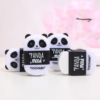 1pcs Kawaii Gyvūnų Trintukas Animacinių filmų Panda Nuotaika Trintukas su Pieštukų Drožtukas Gumos Valymo Priemonės Office Mokyklos Studentas Prekes - Nuotrauka 1  