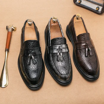 Italų stiliaus vyriški laisvalaikio bateliai oficialų patogumo ir mados, prabangos Louboutins vyriški odiniai batai - Nuotrauka 1  