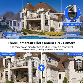 12MP 8MP PTZ Kamera, WiFi Tris Objektyvas Dvigubas Ekranas 8X Zoom Lauko Apsaugos AI Žmogaus Aptikimo Vaizdo Stebėjimo ICSee - Nuotrauka 2  