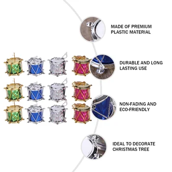 Kalėdų Eglutė Mini Drum Kabinti Karolius, Spalvingas Blizgučiai Puošmena Mini Drum Ornamentu Kalėdų Medžio Apdaila - Nuotrauka 2  