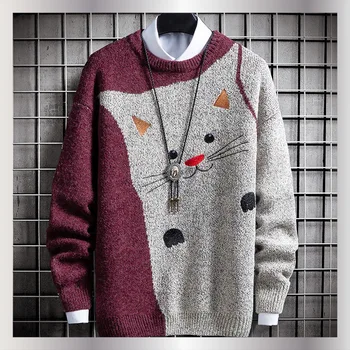 Megztinis vyrų korėjos versija tendencija crewneck linija megztinis megztinis laisvi megztiniai rudens ir žiemos nauji vyriški paltai paltai - Nuotrauka 1  