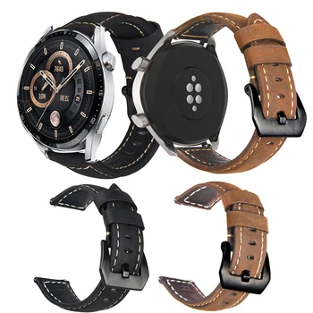 22mm Crazy Horse natūralios Odos Watchband Diržu, Huawei Žiūrėti GT3 46mm/GT 3 Pro Smartwatch Juostoje 