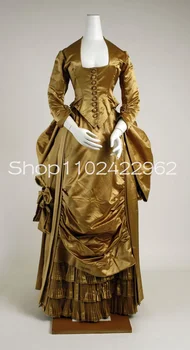 Tamsi Aukso marija Antuanetė Cosplay keltas suknelės ilgomis rankovėmis šurmulio Renesanso Maskuotis Teatro Kostiumų vakarinę Suknelę - Nuotrauka 1  