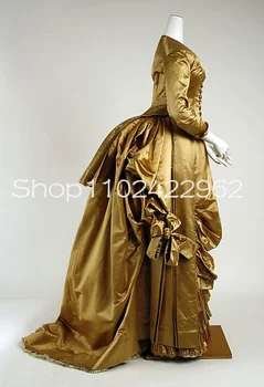 Tamsi Aukso marija Antuanetė Cosplay keltas suknelės ilgomis rankovėmis šurmulio Renesanso Maskuotis Teatro Kostiumų vakarinę Suknelę - Nuotrauka 2  