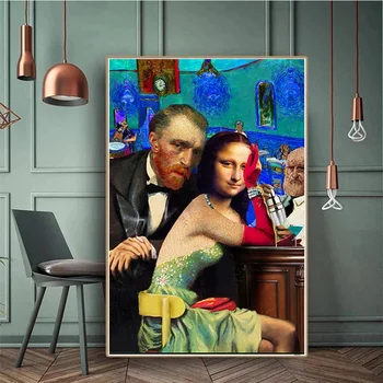 Van Gogh Seksualus Mona Lisa Diamond Tapybos Naujovių 2022 Juokinga Klasikinis Žinomų Deimantų Mozaika Visiškai Gręžimo Siuvinėjimo Meno Nuotrauką - Nuotrauka 1  