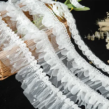 1Yard Gėlių Aplikacija Balta Nėrinių Apdaila Puošnios Juostelės Vestuvių Suknelė Siuvimo Fringe 