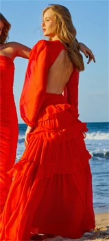 Aileen Elegantiškas Ilgas Vestuves Suknelė Moterims, Elegantiška Prabanga Linijos Suknelės Gala Šifono Raudona Kamuolys Suknelė Oficialus Suknelės - Nuotrauka 2  