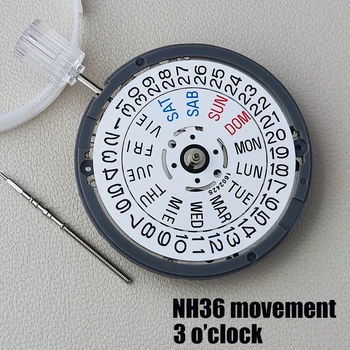 Baltas Juodas Originalus Japonų Aksesuaras NH36 Automatinis Mechaninis laikrodis Judėjimo Karūnos 3 val. Dienos/Savaitės atsarginės Dalys - Nuotrauka 1  