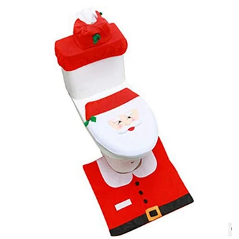 3 Gabalus Kalėdų Klozeto Dangtis, Santa Klozeto Dangtis Ir Kilimų Nustatyti Kalėdų Vonios Kambario Dekoracijas Lengva Naudoti - Nuotrauka 1  